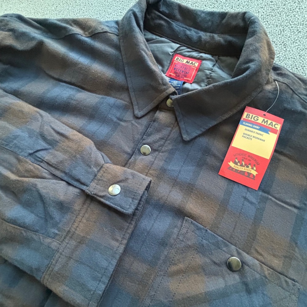 NWT Old Stock JC Penney BIG MAC Mens 4XL Lined Flannel Shirt Jacket Snaps Plaid